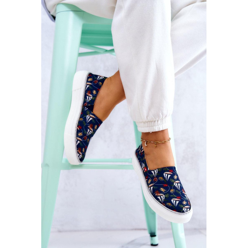 Dámska sklz na pamäťovú penu veľká hviezda JJ276016 Navy Blue tenisky - Viacfarebné || Modrá