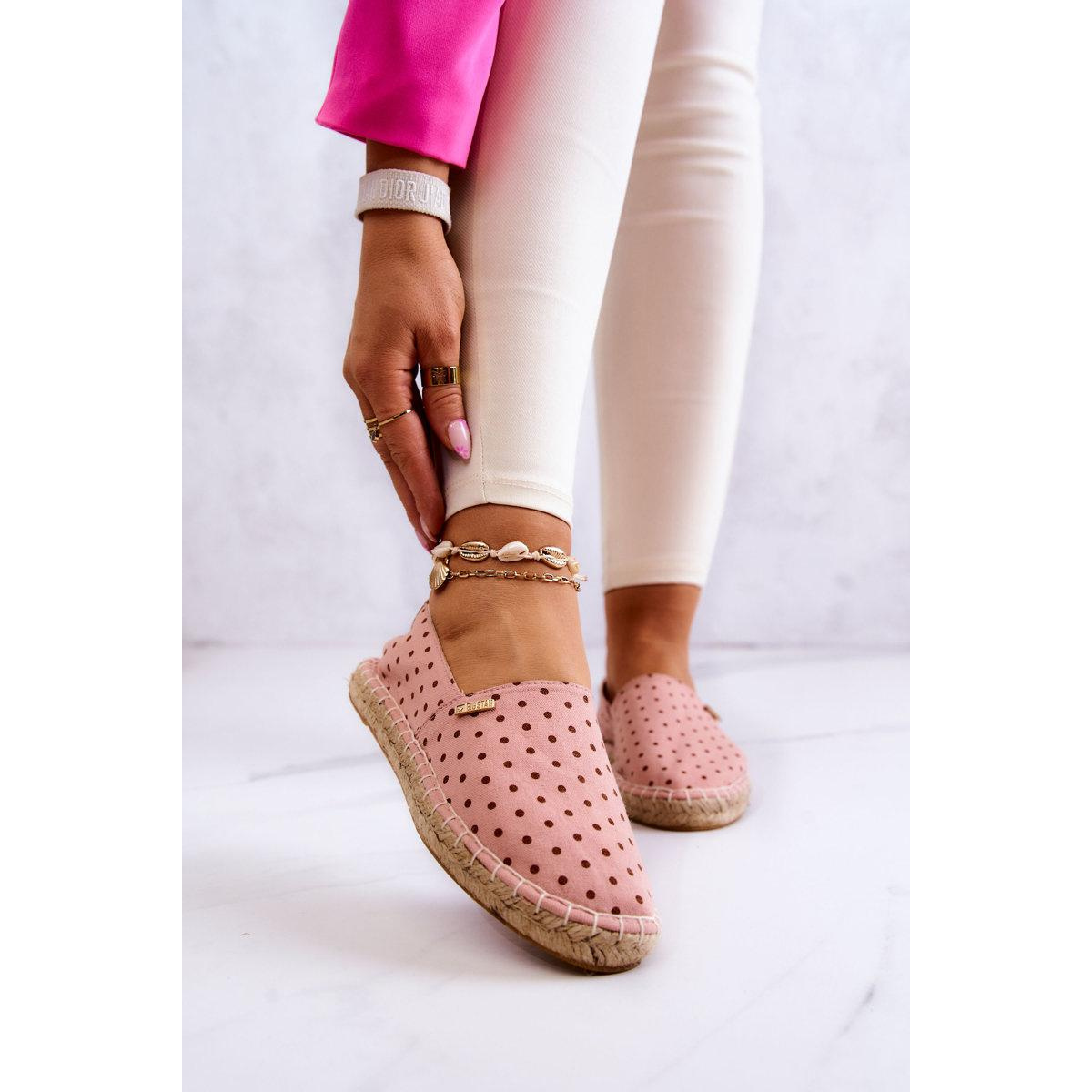 Dámska Polka Dot Espadrilles veľká hviezda JJ274869 ružová - Odtiene ružovej