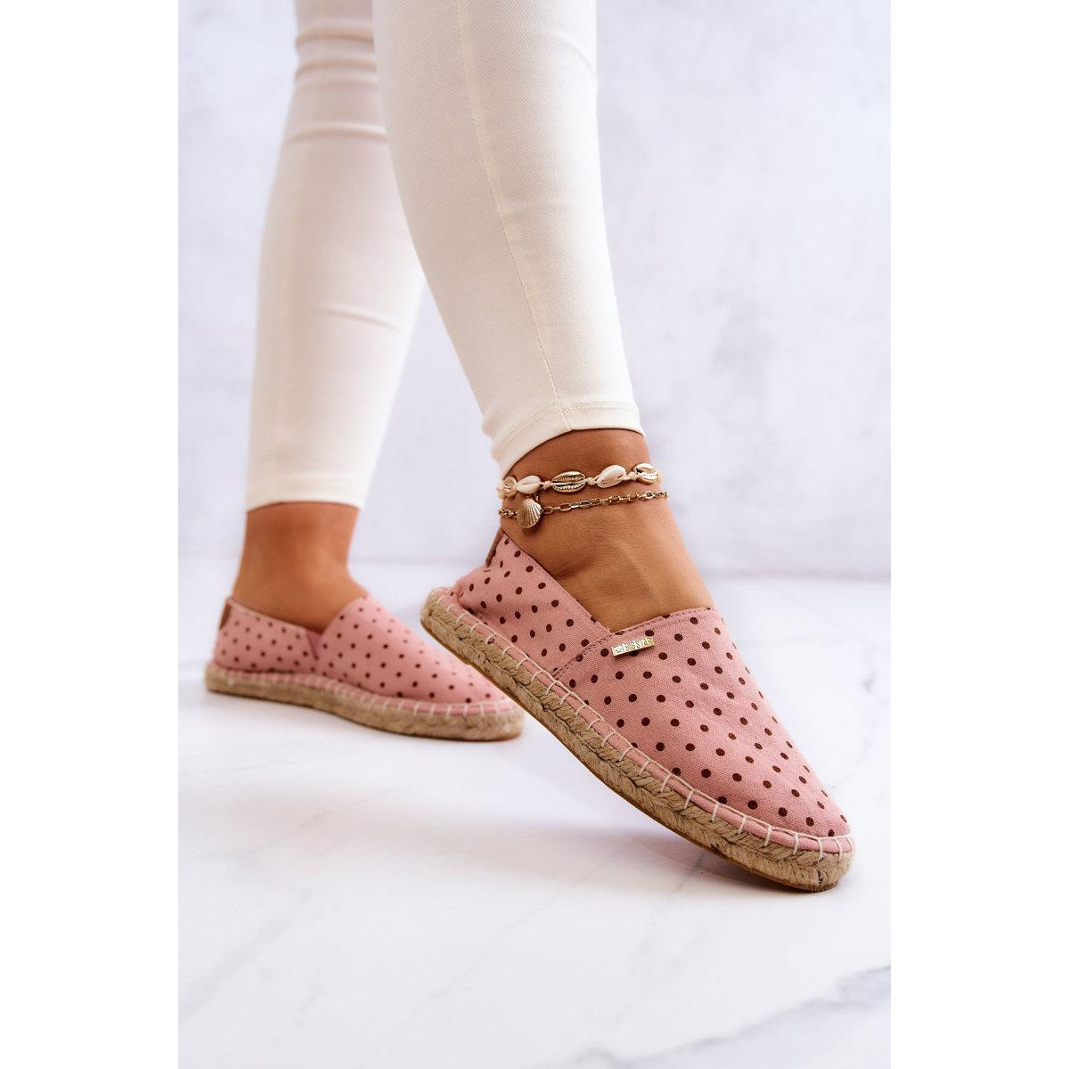 Dámska Polka Dot Espadrilles veľká hviezda JJ274869 ružová - Odtiene ružovej