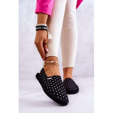 Ženská polka dot espadrilles veľká hviezda jj274867 čierna - Čierna