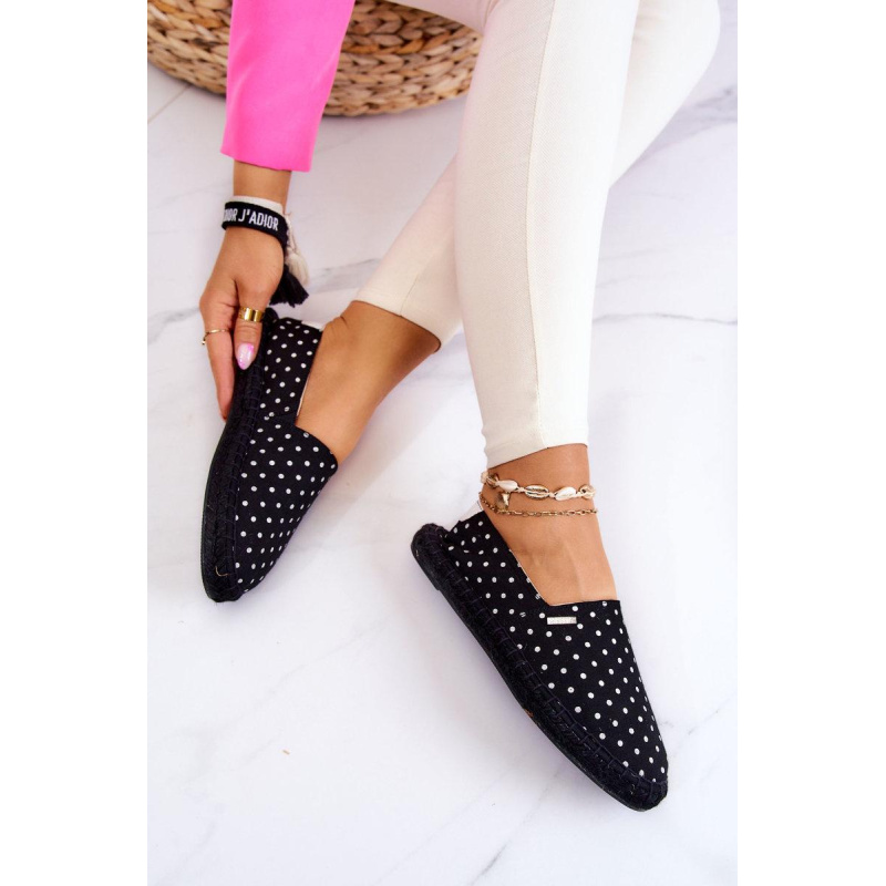 Ženská polka dot espadrilles veľká hviezda jj274867 čierna - Čierna