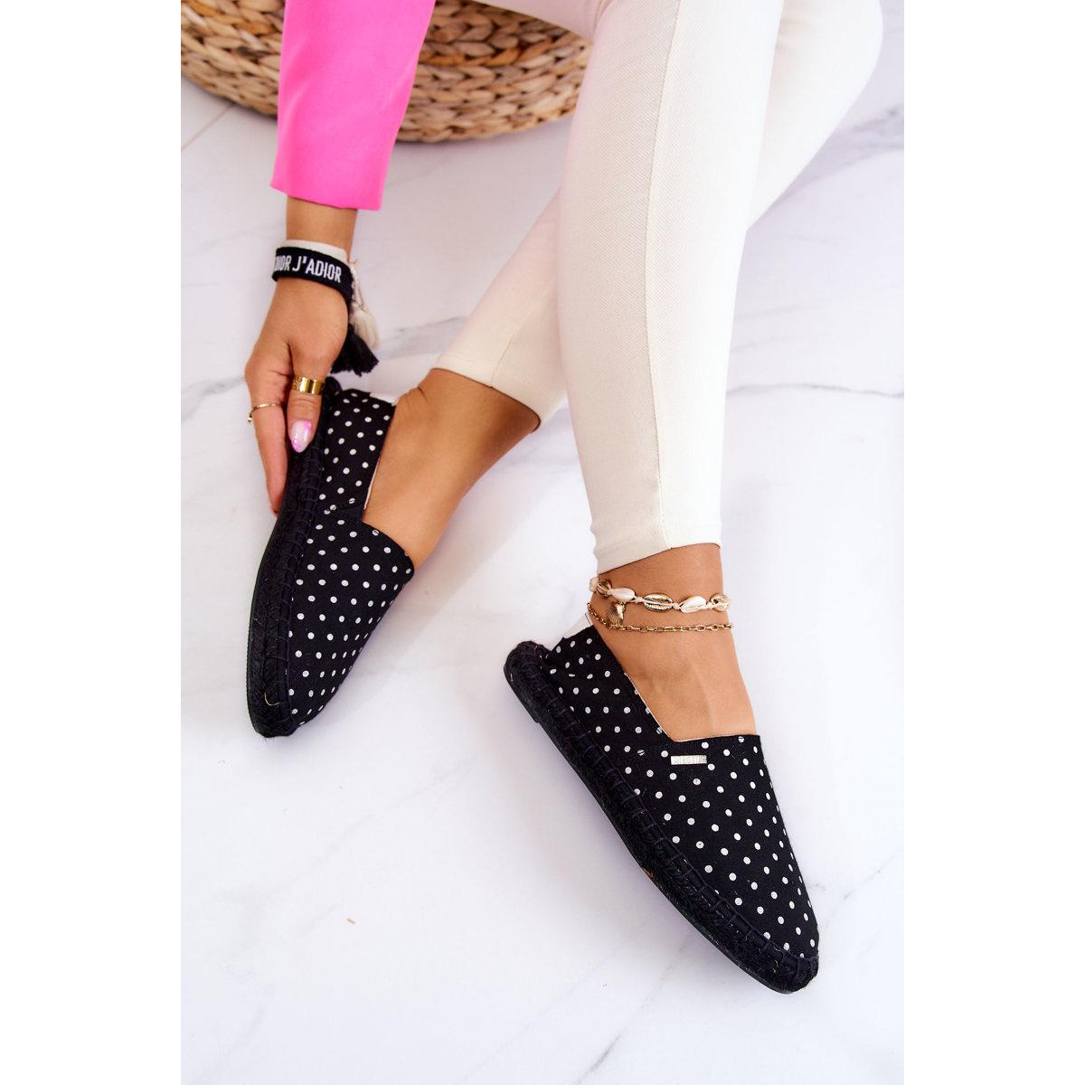Ženská polka dot espadrilles veľká hviezda jj274867 čierna - Čierna