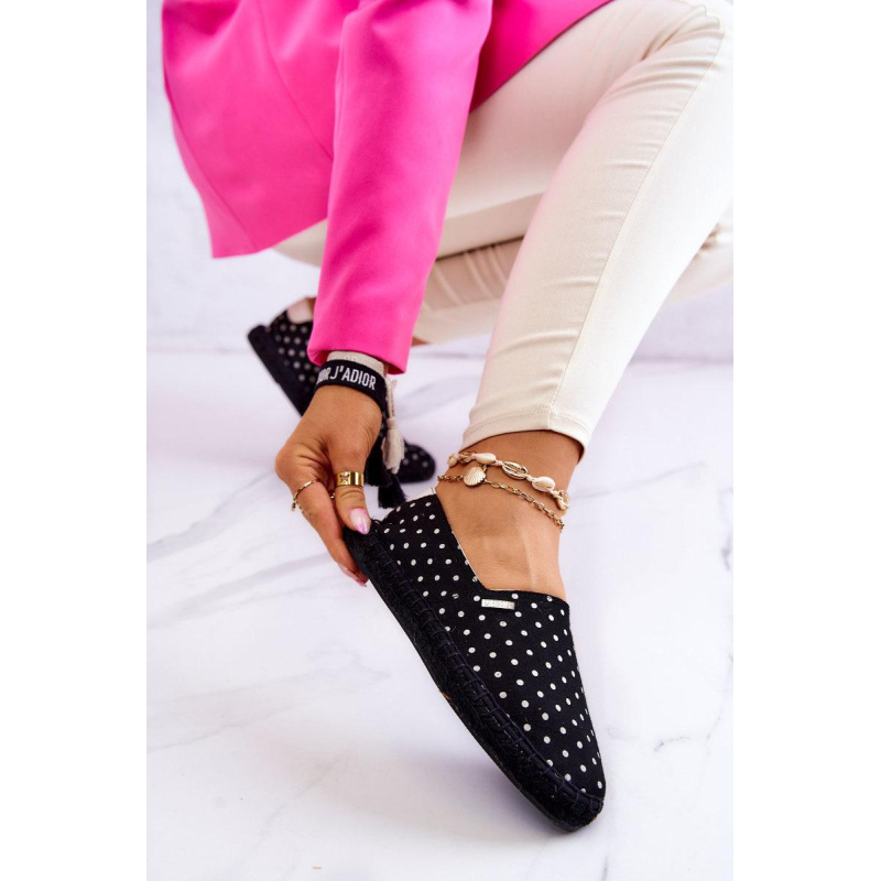 Ženská polka dot espadrilles veľká hviezda jj274867 čierna - Čierna