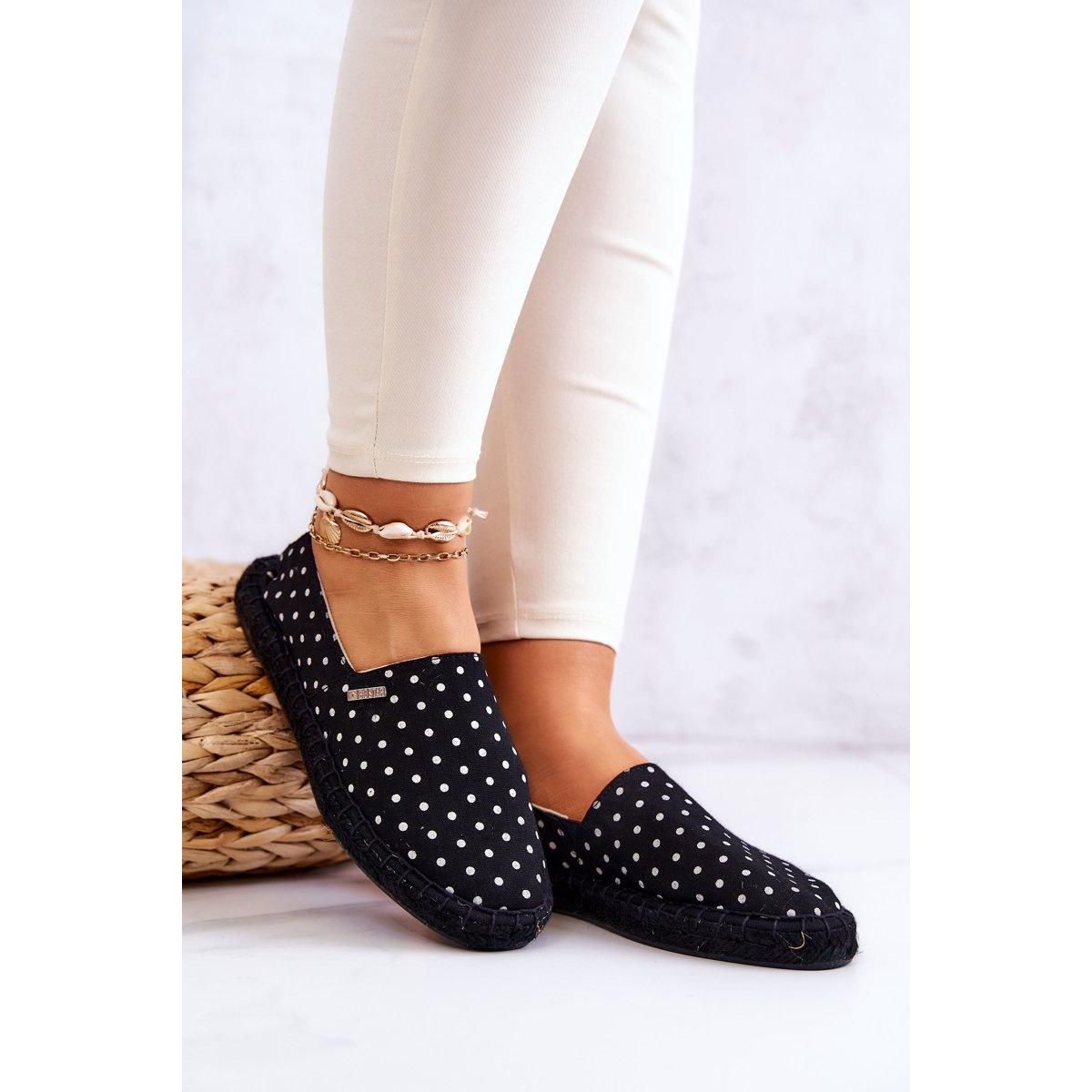 Ženská polka dot espadrilles veľká hviezda jj274867 čierna - Čierna