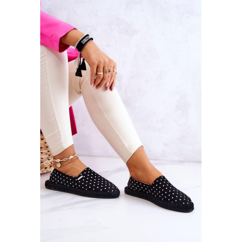 Ženská polka dot espadrilles veľká hviezda jj274867 čierna - Čierna