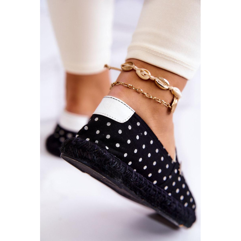 Ženská polka dot espadrilles veľká hviezda jj274867 čierna - Čierna