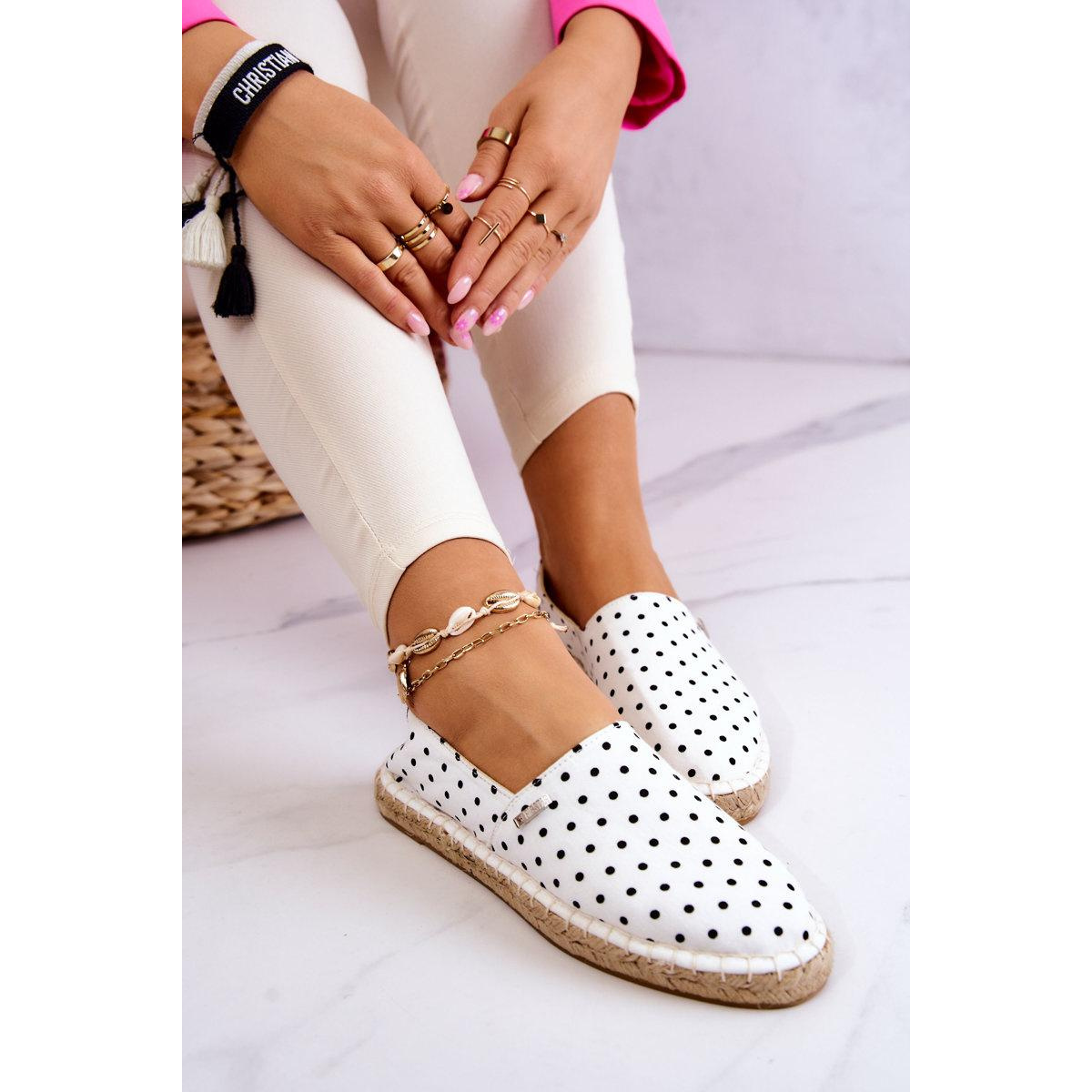 Ženská polka dot espadrilles veľká hviezda jj274870 biela - Biela