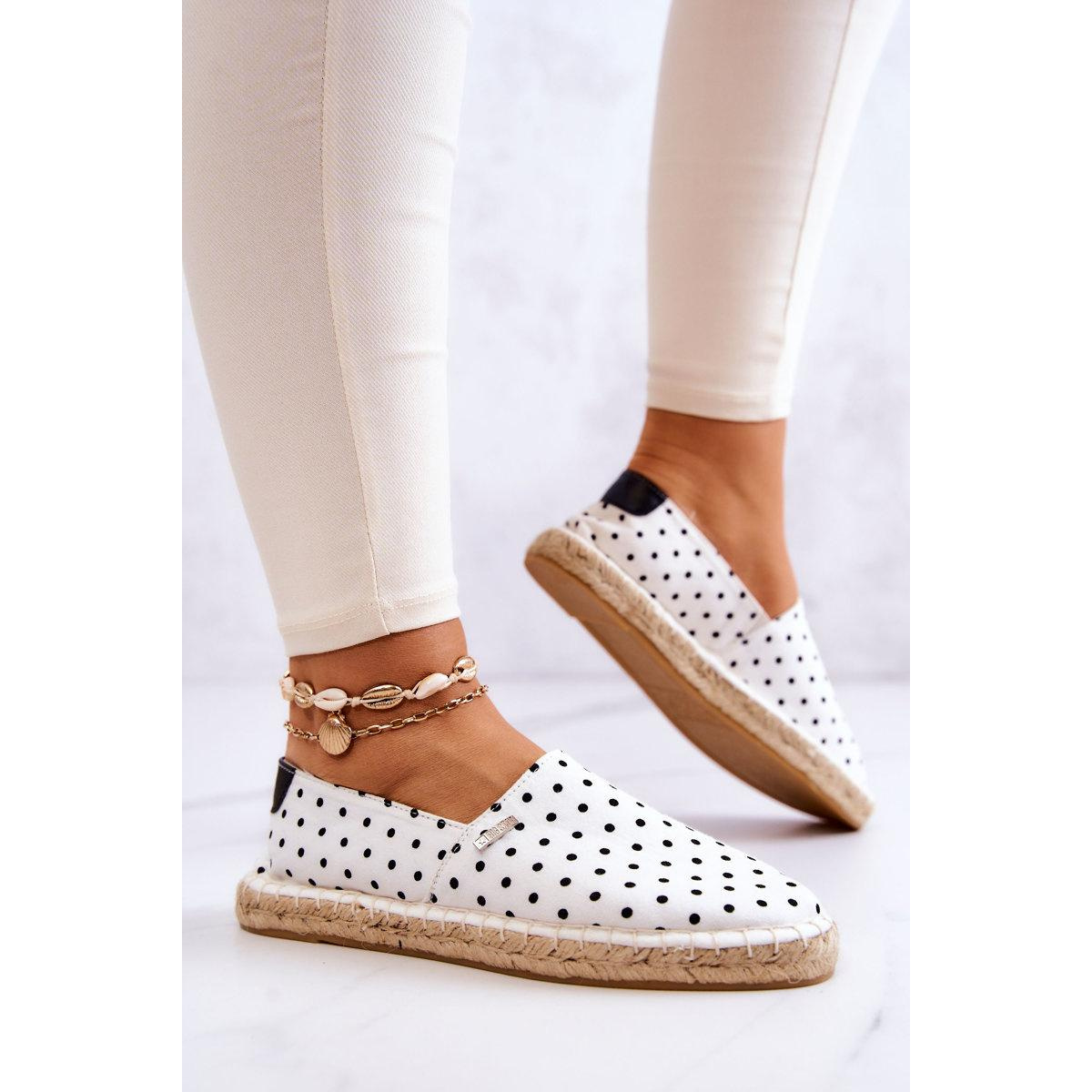 Ženská polka dot espadrilles veľká hviezda jj274870 biela - Biela