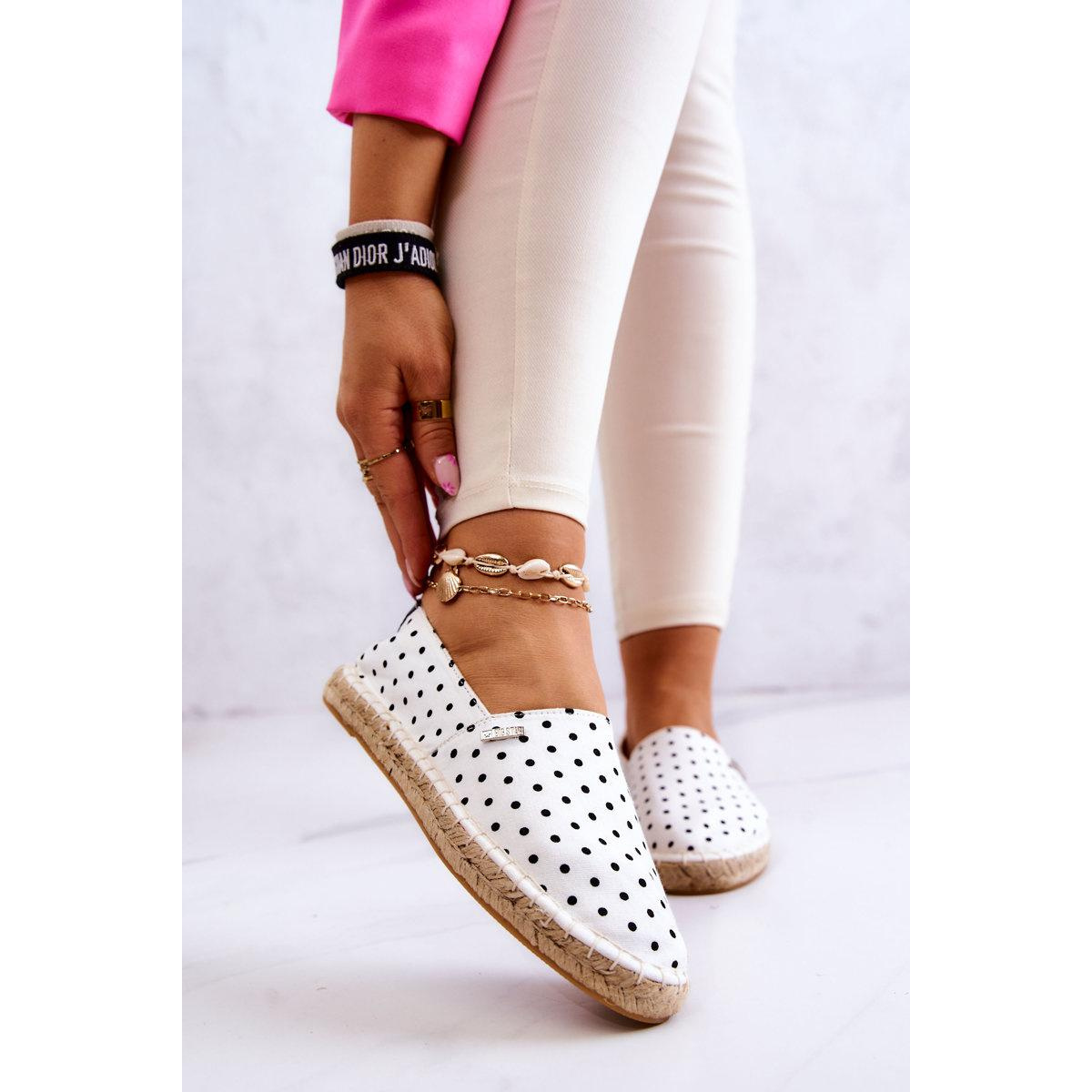 Ženská polka dot espadrilles veľká hviezda jj274870 biela - Biela
