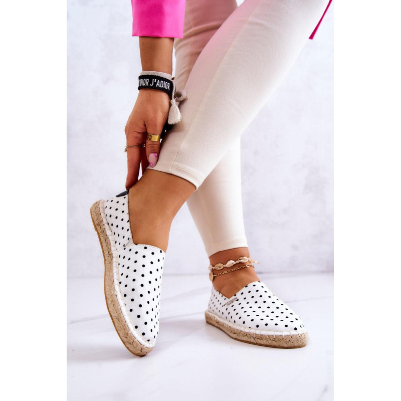 Ženská polka dot espadrilles veľká hviezda jj274870 biela - Biela