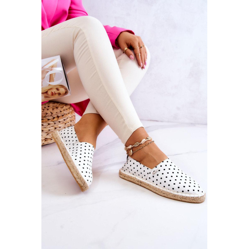 Ženská polka dot espadrilles veľká hviezda jj274870 biela - Biela