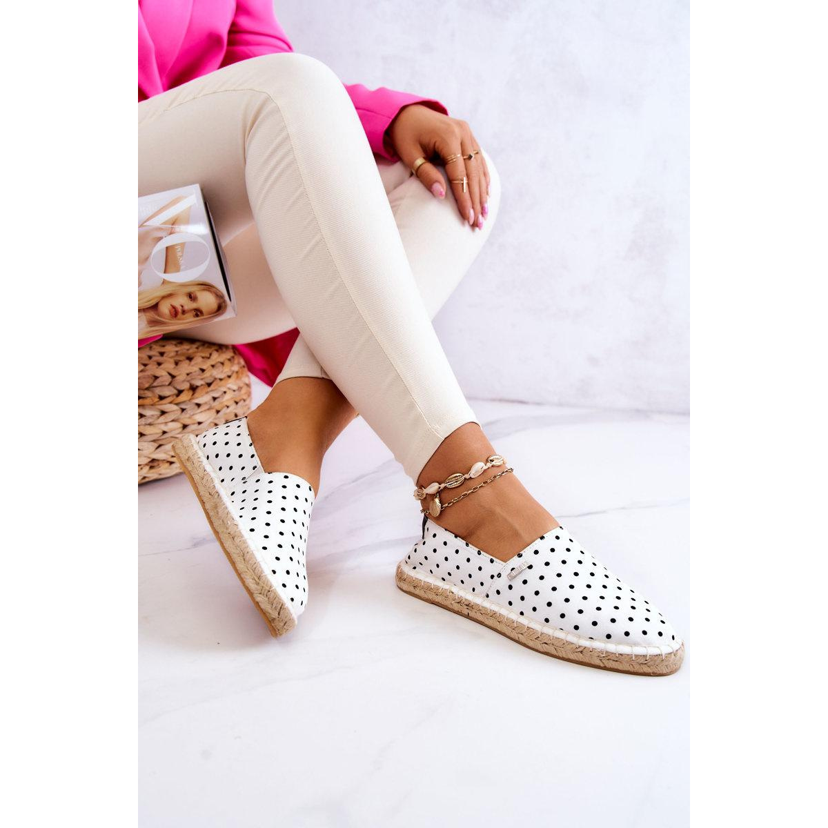 Ženská polka dot espadrilles veľká hviezda jj274870 biela - Biela