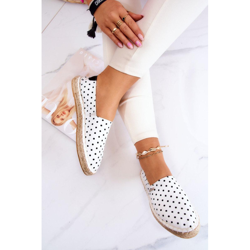 Ženská polka dot espadrilles veľká hviezda jj274870 biela - Biela