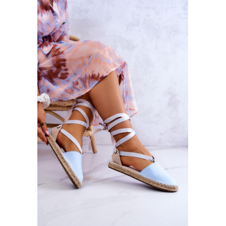 Ženské zviazané espadrilles veľká hviezda jj274863 modrá - Modrá