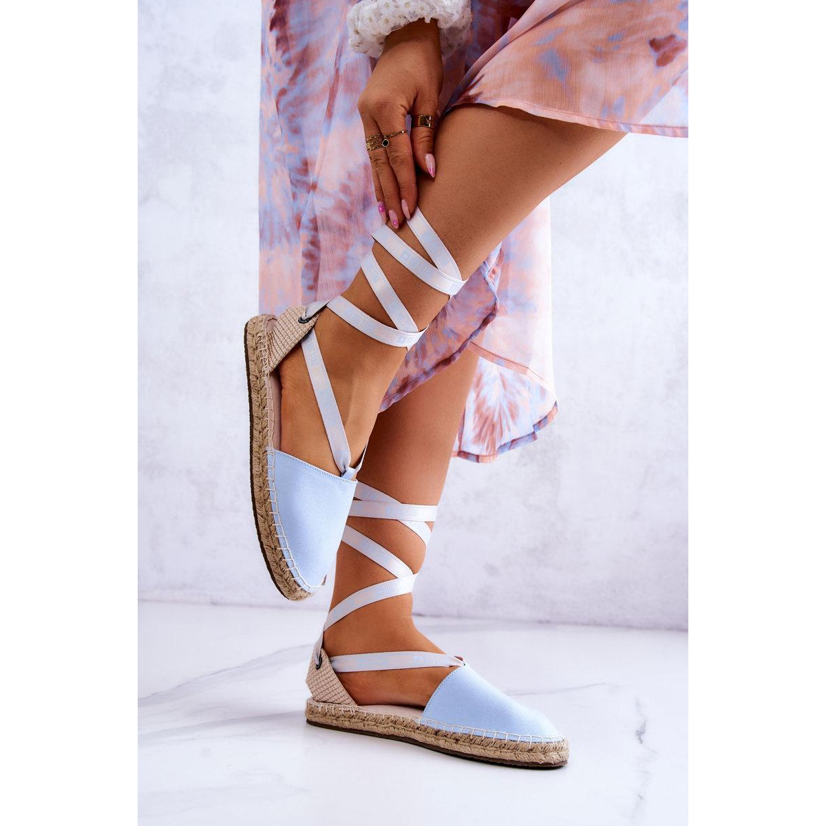 Ženské zviazané espadrilles veľká hviezda jj274863 modrá - Modrá