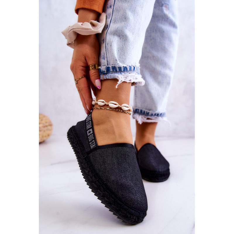 Materiál espadrilles vkĺzol veľkú hviezdu jj274878 čierna - Čierna