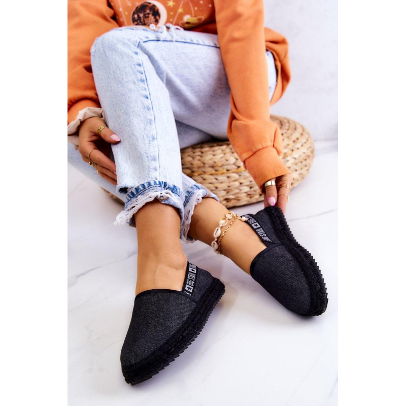Materiál espadrilles vkĺzol veľkú hviezdu jj274878 čierna - Čierna
