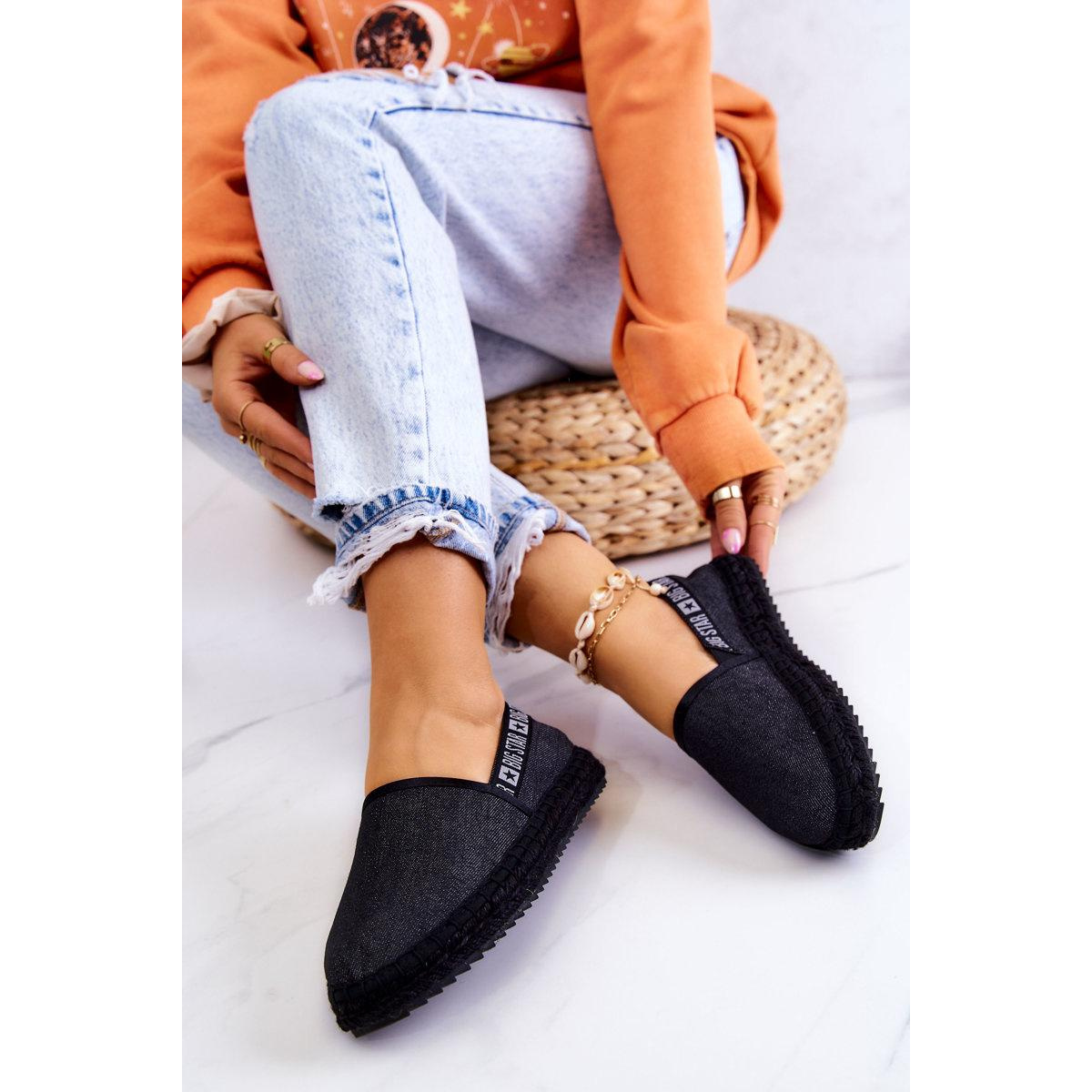 Materiál espadrilles vkĺzol veľkú hviezdu jj274878 čierna - Čierna
