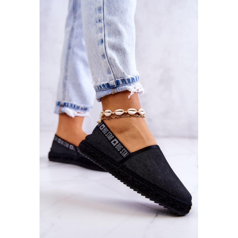 Materiál espadrilles vkĺzol veľkú hviezdu jj274878 čierna - Čierna