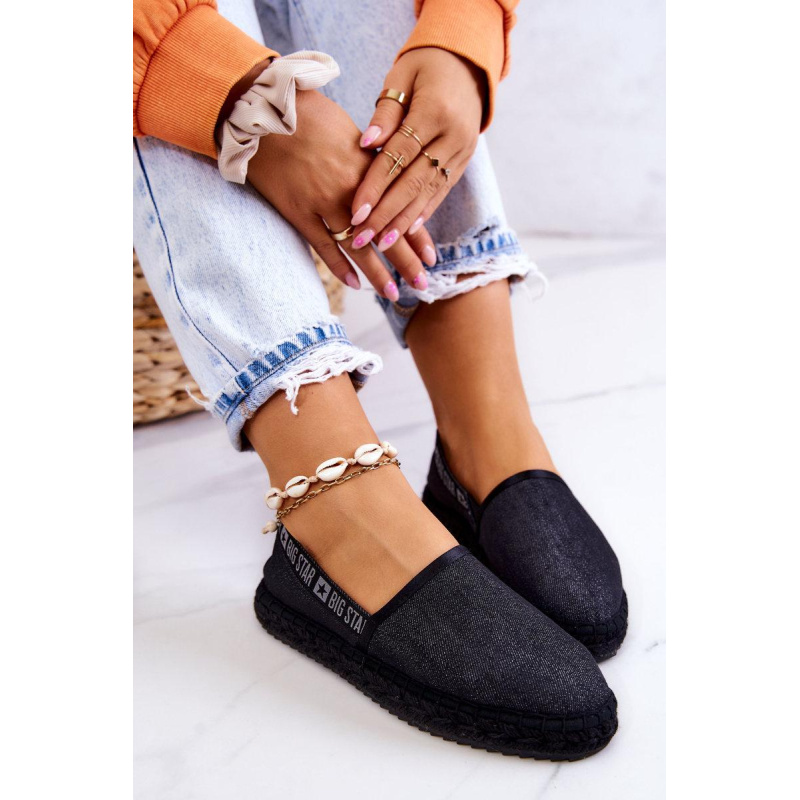 Materiál espadrilles vkĺzol veľkú hviezdu jj274878 čierna - Čierna