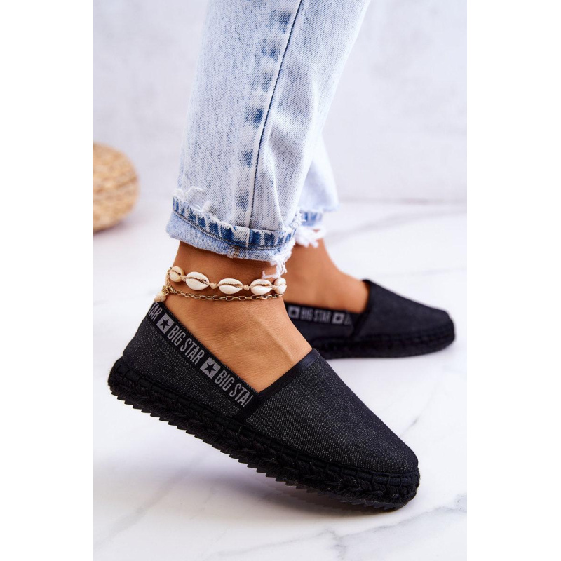 Materiál espadrilles vkĺzol veľkú hviezdu jj274878 čierna - Čierna