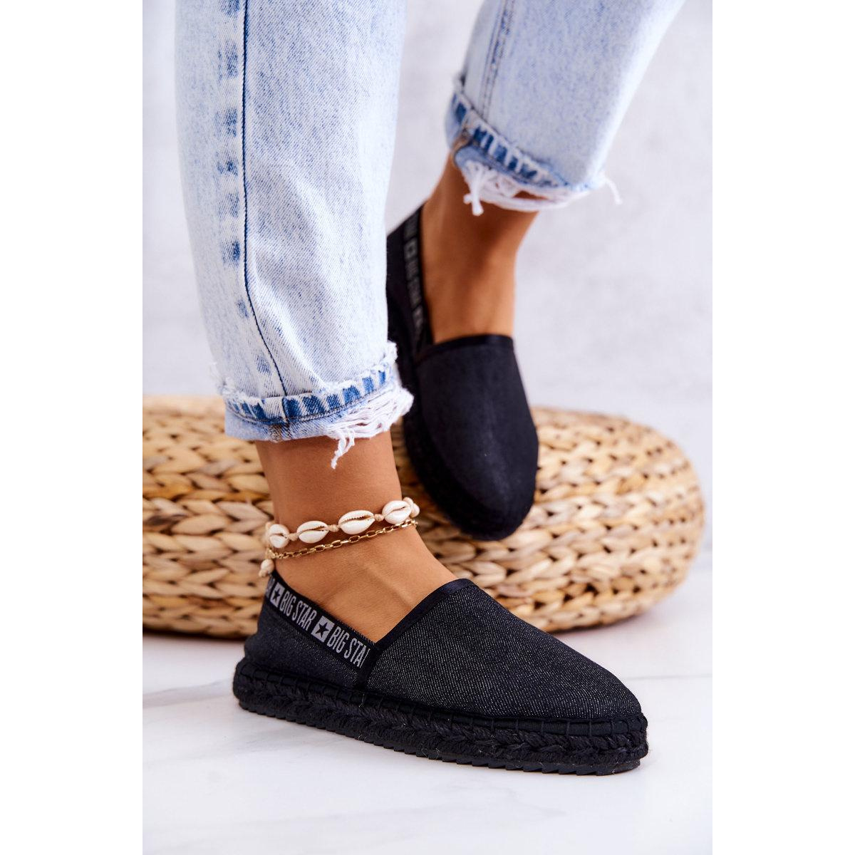 Materiál espadrilles vkĺzol veľkú hviezdu jj274878 čierna - Čierna