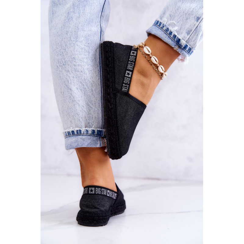 Materiál espadrilles vkĺzol veľkú hviezdu jj274878 čierna - Čierna