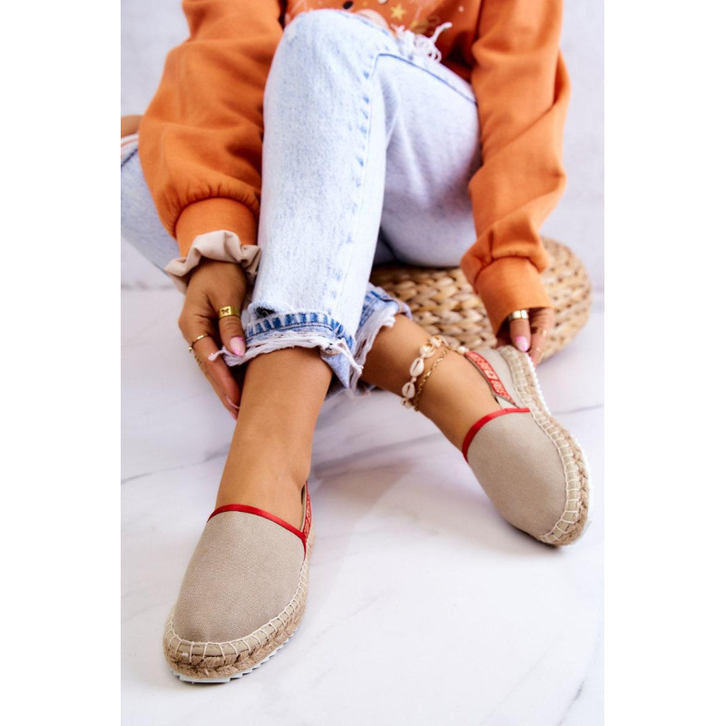Materiály espadrilles zapôsobia na veľkú hviezdu jj274879 béžová - Béžová