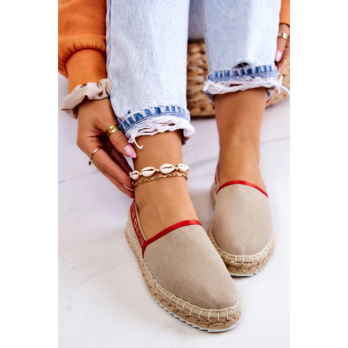 Materiály espadrilles zapôsobia na veľkú hviezdu jj274879 béžová - Béžová