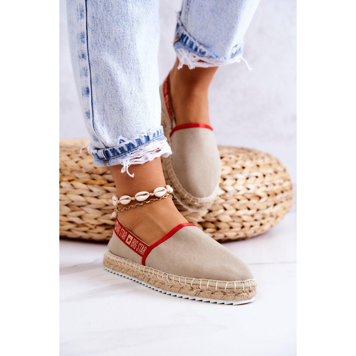 Materiály espadrilles zapôsobia na veľkú hviezdu jj274879 béžová - Béžová
