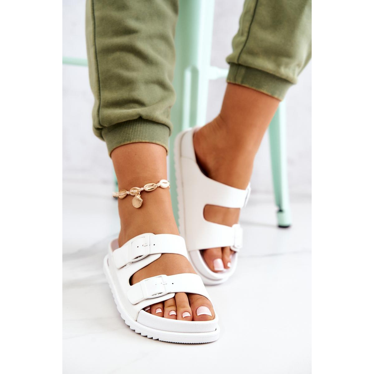 Corina Guma Flip -flops s bielym prackou - Biela