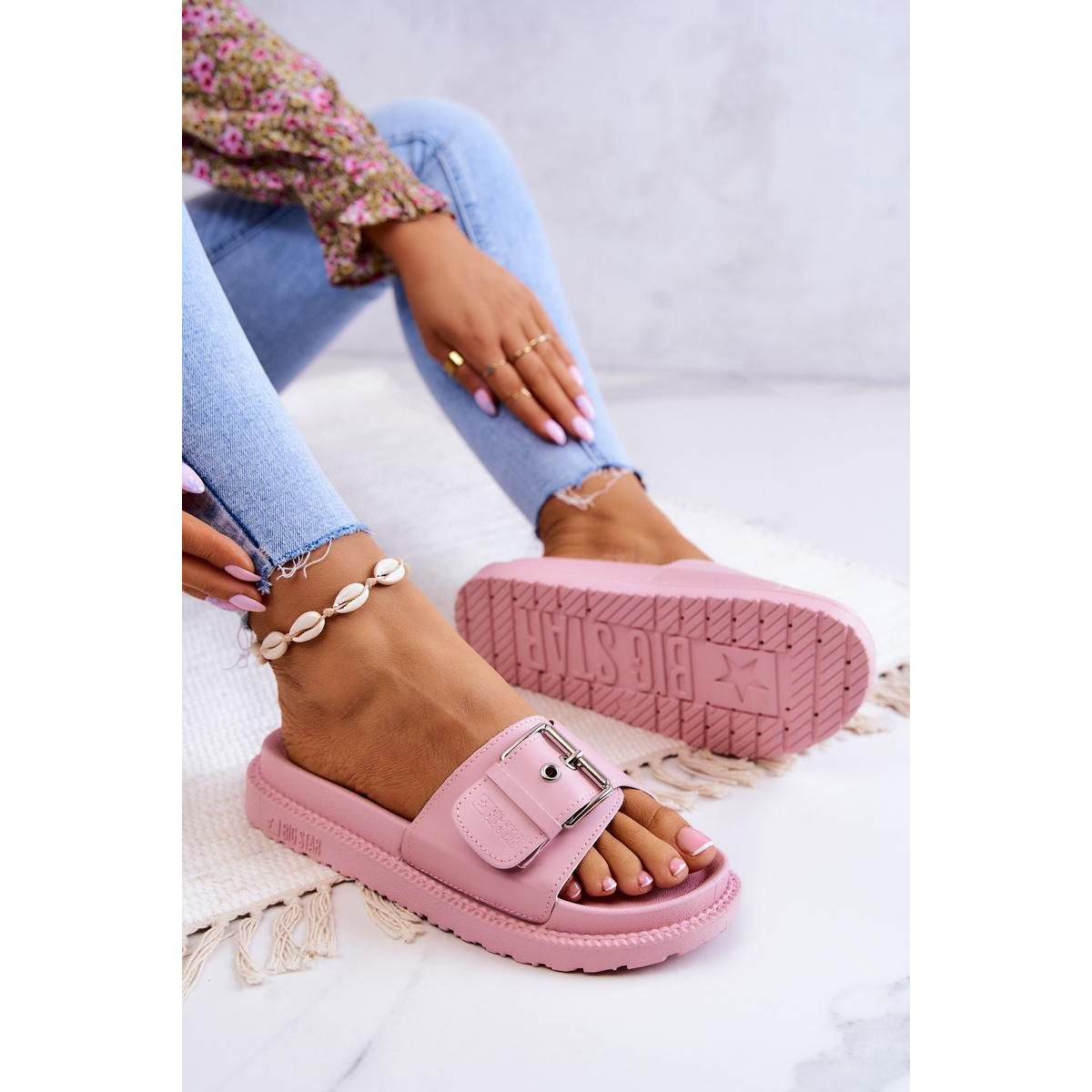 Klasické dámske papuče veľká hviezda JJ274A308 Pink - Odtiene ružovej