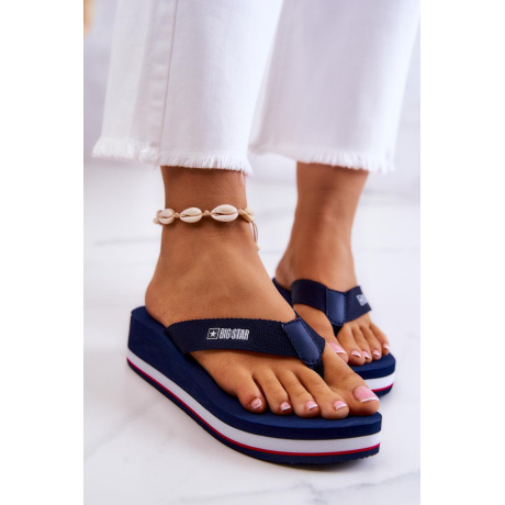 Ženské flip -flops flip -flops on kliny veľká hviezda jj274a331 NAVY BLUE - Modrá
