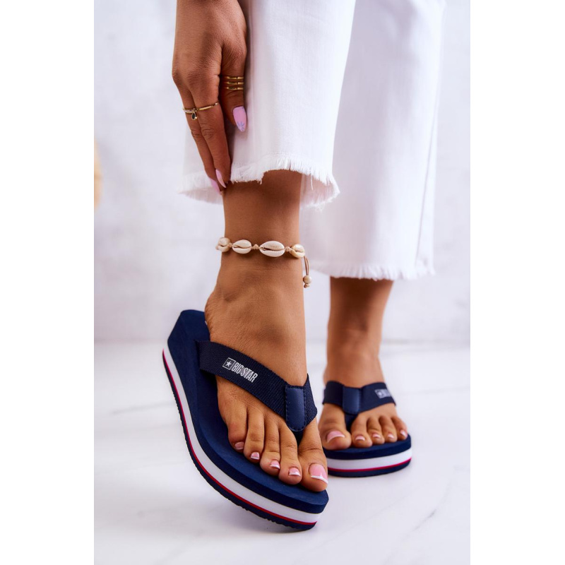 Ženské flip -flops flip -flops on kliny veľká hviezda jj274a331 NAVY BLUE - Modrá