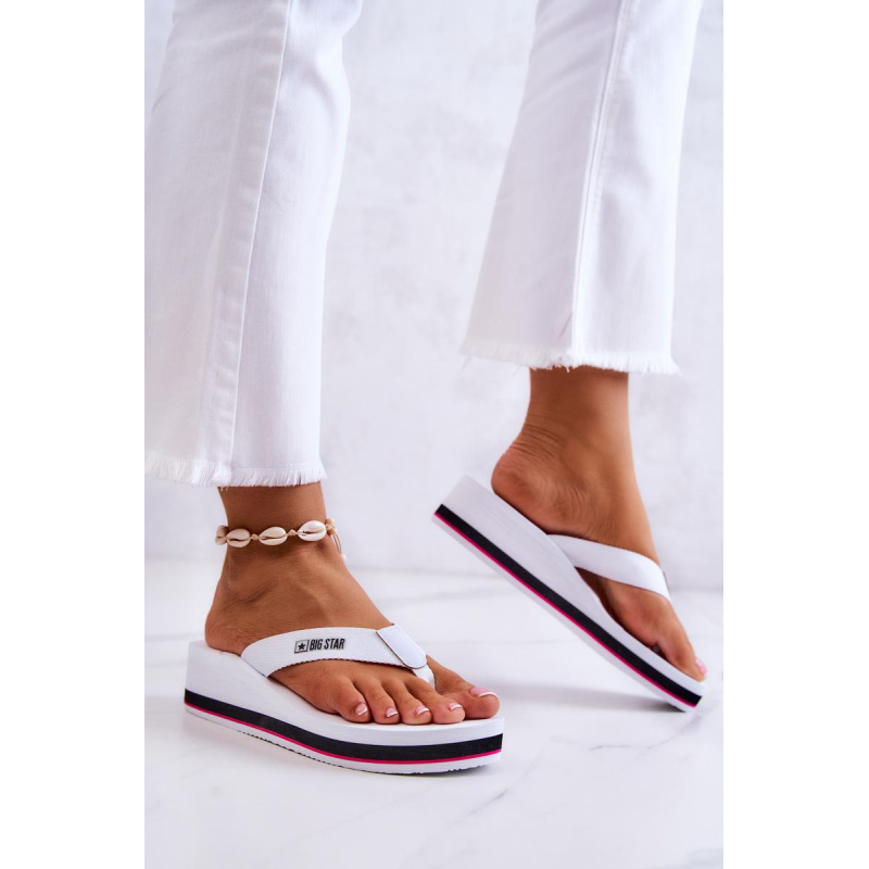 Ženské flip -flops flip -flops on kliny veľká hviezda jj274a333 biela - Biela