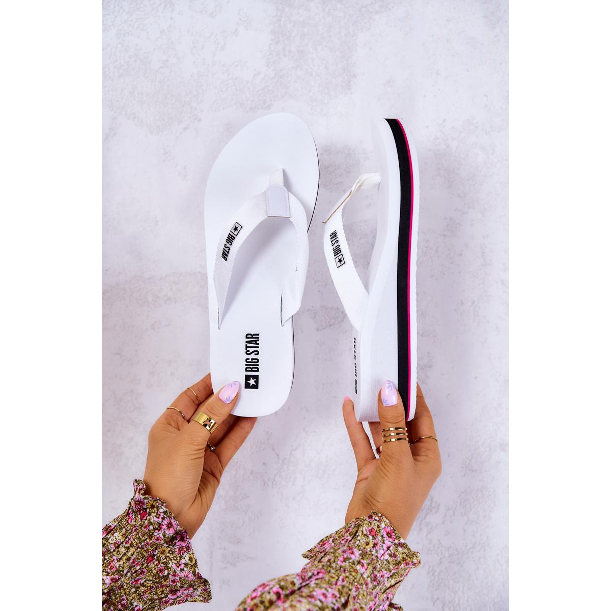 Ženské flip -flops flip -flops on kliny veľká hviezda jj274a333 biela - Biela