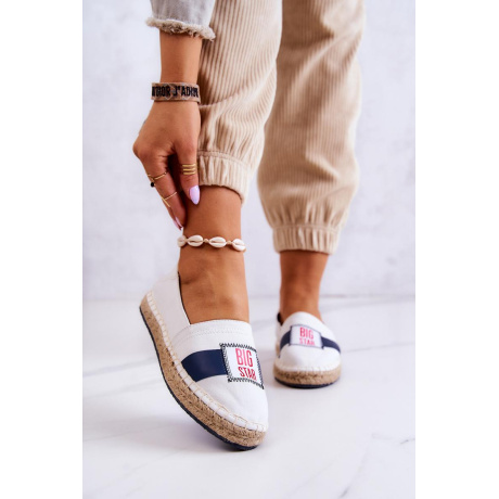 Dámska Espadrilles Ispana veľká hviezda JJ274964 Biela a námornícka modrá - Biela || Modrá