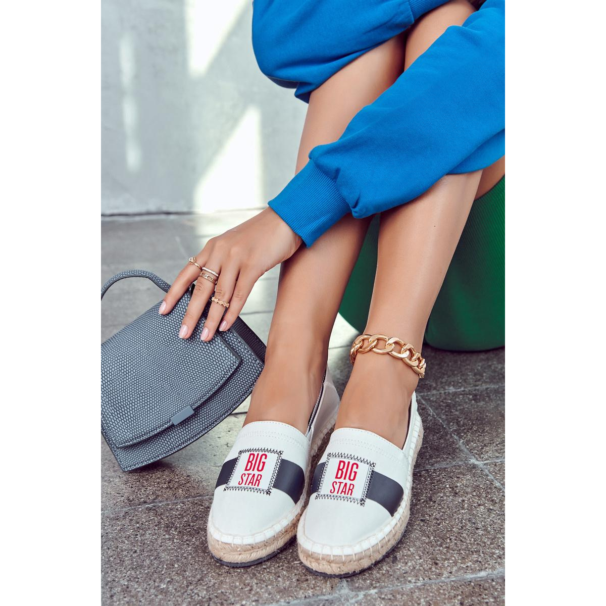 Dámska Espadrilles Ispana veľká hviezda JJ274964 Biela a námornícka modrá - Biela || Modrá
