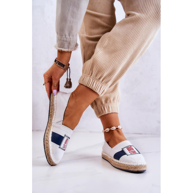 Dámska Espadrilles Ispana veľká hviezda JJ274964 Biela a námornícka modrá - Biela || Modrá