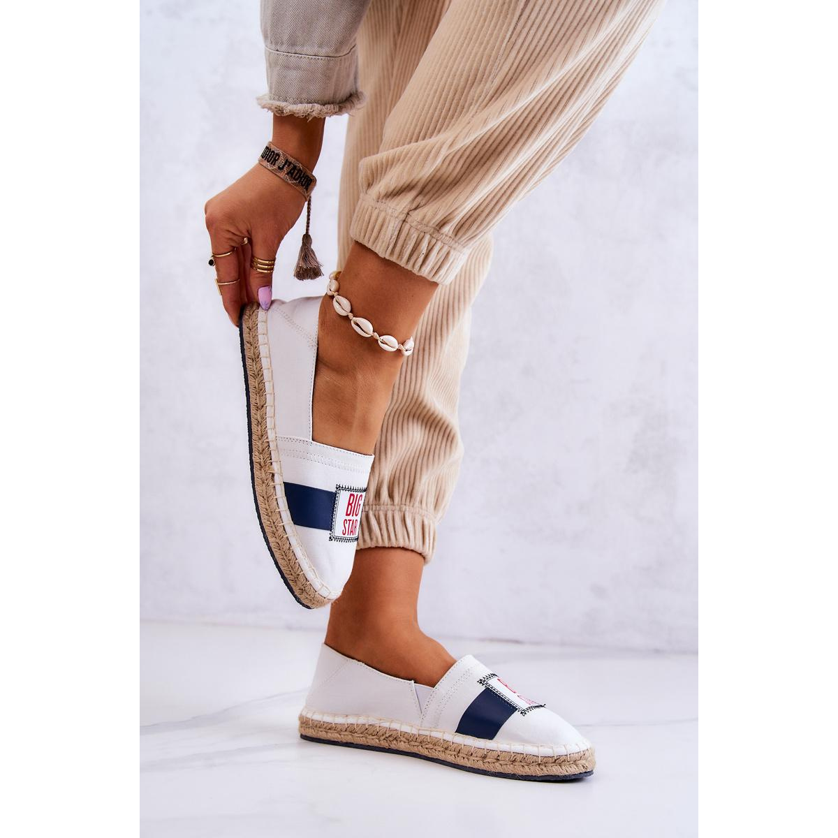 Dámska Espadrilles Ispana veľká hviezda JJ274964 Biela a námornícka modrá - Biela || Modrá