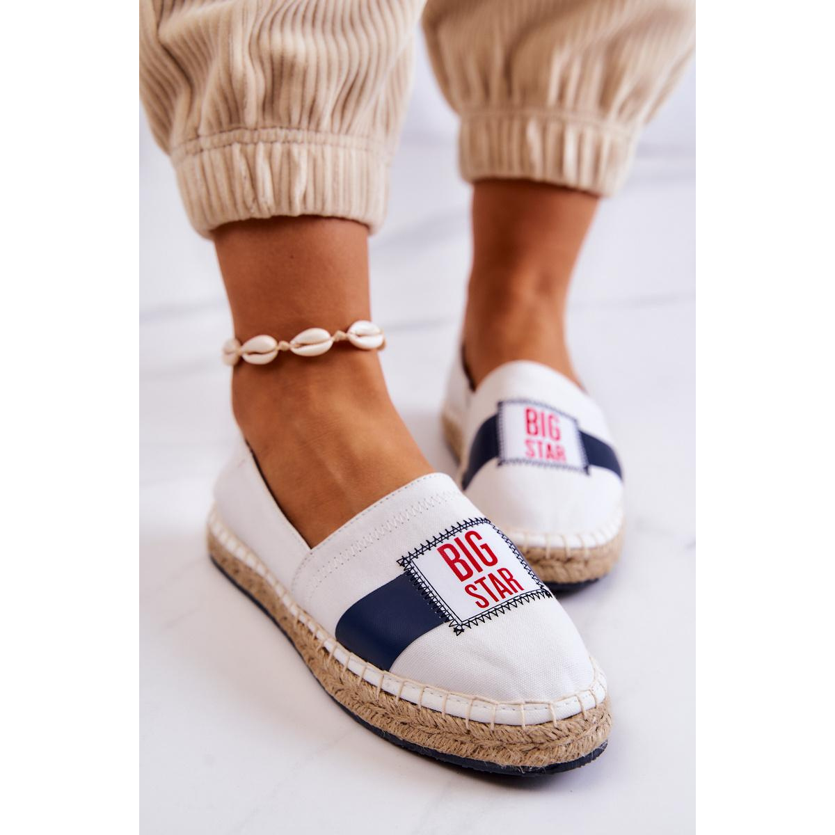 Dámska Espadrilles Ispana veľká hviezda JJ274964 Biela a námornícka modrá - Biela || Modrá