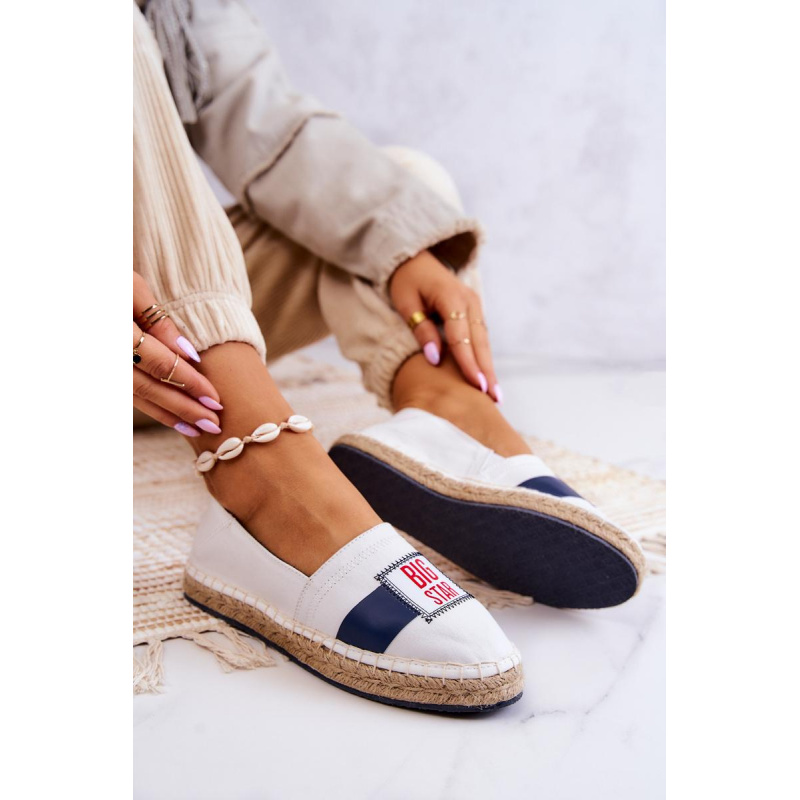 Dámska Espadrilles Ispana veľká hviezda JJ274964 Biela a námornícka modrá - Biela || Modrá