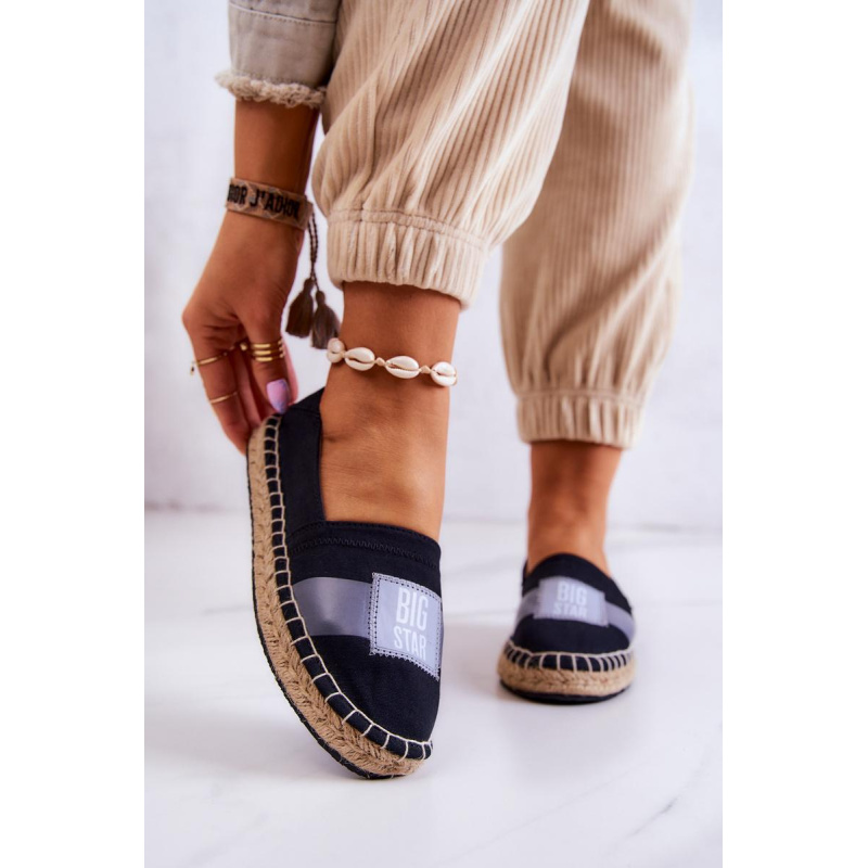 Dámska posuvná espadrilles veľká hviezda JJ274963 čierna - Čierna