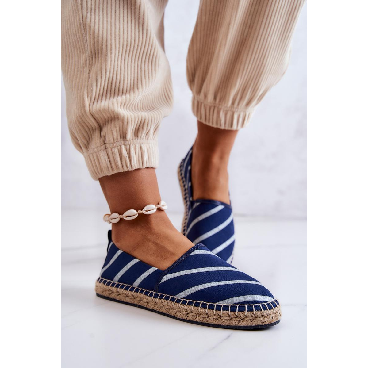 Dámska klasická espadrilles veľká hviezda JJ274960 Navy Blue - Modrá