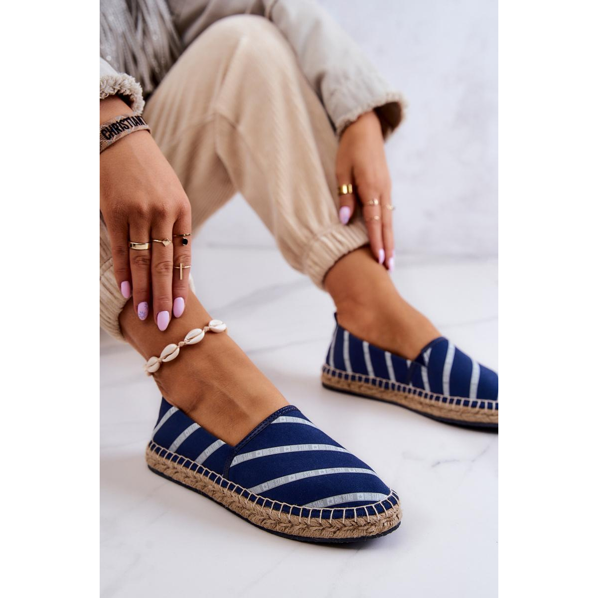 Dámska klasická espadrilles veľká hviezda JJ274960 Navy Blue - Modrá