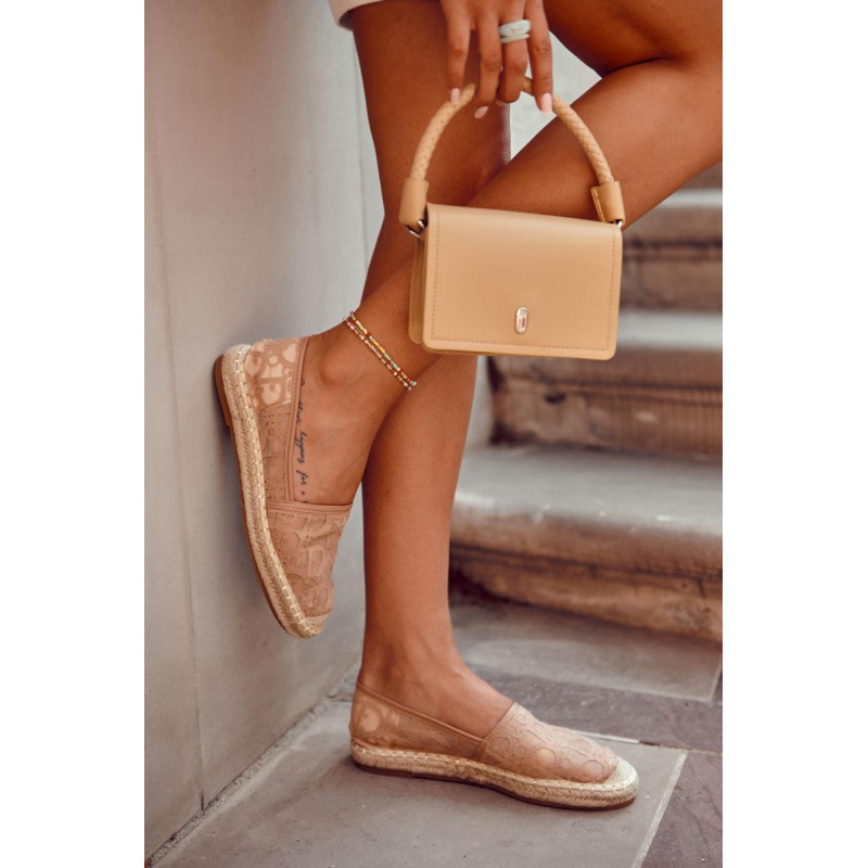 Klasické dámske nahé catris Openwork Espadrilles - Béžová
