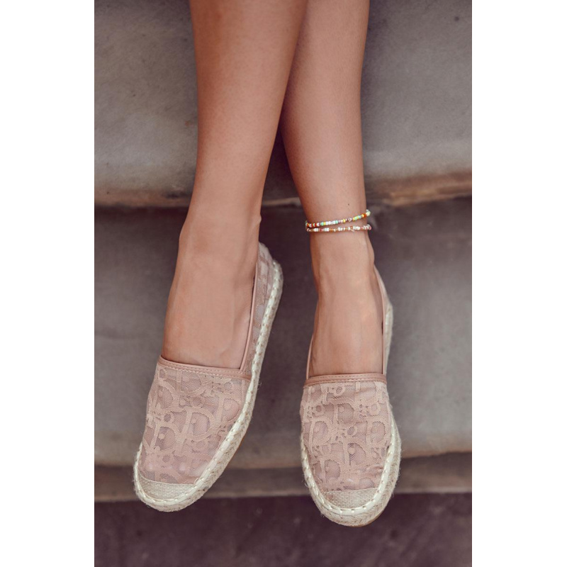 Klasické dámske nahé catris Openwork Espadrilles - Béžová