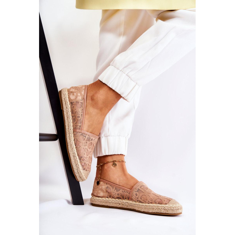 Klasické dámske nahé catris Openwork Espadrilles - Béžová