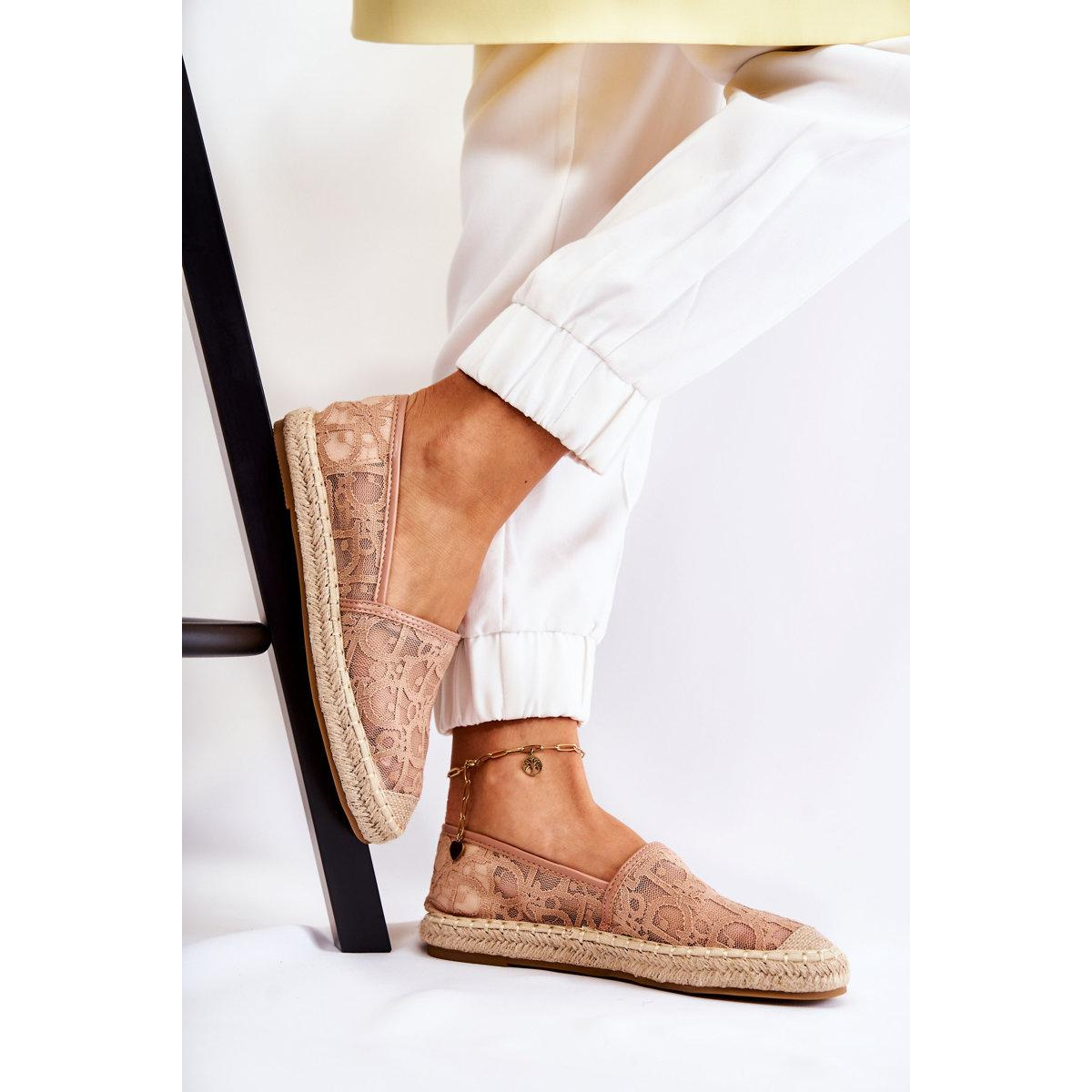 Klasické dámske nahé catris Openwork Espadrilles - Béžová