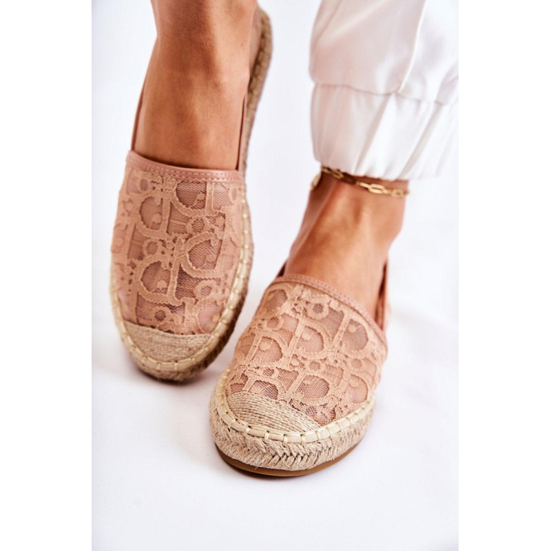 Klasické dámske nahé catris Openwork Espadrilles - Béžová